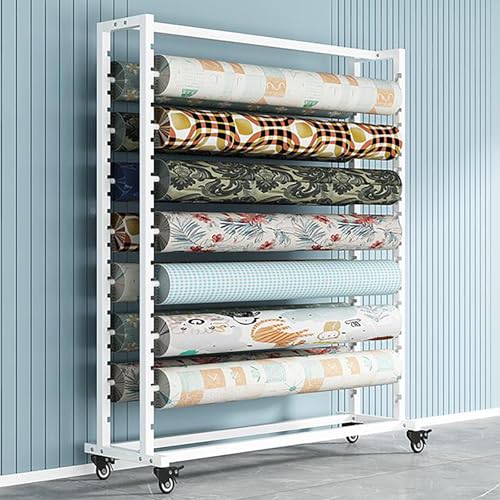 Strapazierfähiges, kommerzielles Textilgewebe-Rollenregal, beweglicher Stahl-Organizer mit verstellbarer Aufhängestange, Vinylspule und Autofolienregal, 100 cm breit – perfekt für Tischdecken und von Generisch