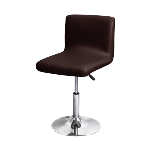 Stretch-Barhocker-Bezug aus wasserdichtem PU-Leder, mit Rückenlehne, Beige (1 Stück), ideal für kurze Drehstuhl-Esszimmerstühle von Generisch