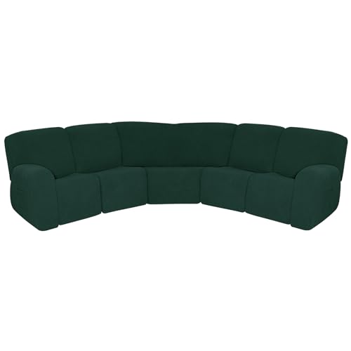 Stretch L Shaped Recliner Sofa Cover Set 7 Piece Couch Protector for L Shape Sectional Reclining Sofa Green Fits 5 Seat Configuration von Generisch