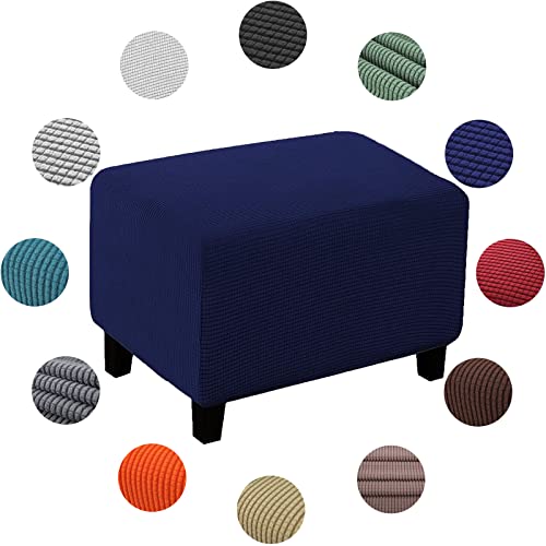 Stretch Ottoman Slipcover Yellow Soft Washable Footstool Cover for Living Room Square Pouf Protector Size S Easy Fit and Protection von Generisch