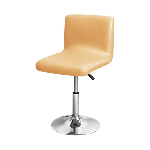 Stretch PU Leder Barhocker Bezug mit Rückenlehne Wasserdicht Beige Kurz Drehstuhl Esszimmerstuhl Hocker 1 Stück von Generisch