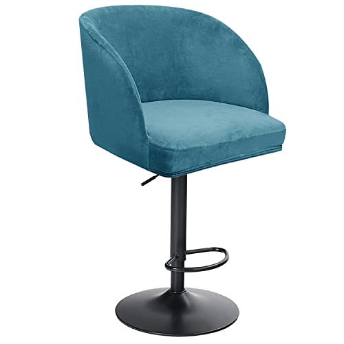 Stretch-Samt-Barhocker-Bezüge – 6 Stück, Pfauenblau, Schonbezüge für H15 Zoll Drehstühle mit runder Rückenlehne, geschwungene Akzente, Esszimmer- und Küchenthekenhocker. Stretch-Samt-Barhocker-Bezüge – 6 Stück, Pfauenblau, Schonbezüge für H15 Zoll Drehstühle mit runder Rückenlehne, geschwungene Akzente, Esszimmer- und Küchenthekenhocker. von Generisch