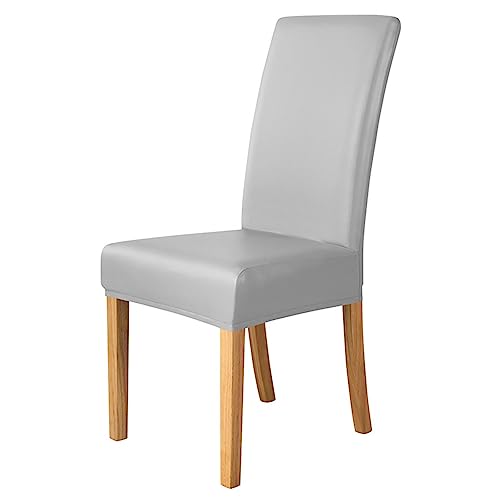Stretch-Stuhlhussen für Esszimmerstühle, wasserdicht, PU-Leder, waschbar und abnehmbar, passend für die meisten Stühle für Zuhause, Küche, Hotel, Hochzeit, Party-Dekoration (Hellgrau, Einheitsgröße (4 Stretch-Stuhlhussen für Esszimmerstühle, wasserdicht, PU-Leder, waschbar und abnehmbar, passend für die meisten Stühle für Zuhause, Küche, Hotel, Hochzeit, Party-Dekoration (Hellgrau, Einheitsgröße (4 von Generisch