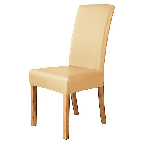 Stretch-Stuhlhussen für Esszimmerstühle, wasserdicht, PU-Leder, waschbar und abnehmbar, passend für die meisten Stühle für Zuhause, Küche, Hotel, Hochzeit, Partydekoration (Hellgelb, Einheitsgröße (4 Stretch-Stuhlhussen für Esszimmerstühle, wasserdicht, PU-Leder, waschbar und abnehmbar, passend für die meisten Stühle für Zuhause, Küche, Hotel, Hochzeit, Partydekoration (Hellgelb, Einheitsgröße (4 von Generisch