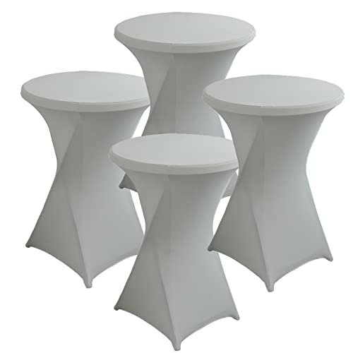 Stretch-Tischdecken für Cocktailtische, runde Bar-Tischdecken, perfekt für Partys, Hochzeiten, Geburtstage, Bistrotische, Grau, 80 x 110 cm, 4 Stück von Generisch