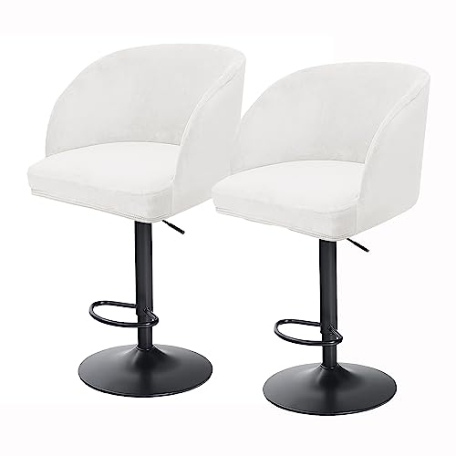 Stretchable Dining Room Chair Covers Set of 2 4 Curved Round Back Bar Stool Slipcovers with Arms Swivel Chair Protectors for Kitchen Counter Office Home Milky White von Generisch