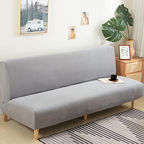 Stretchable Grey Armless Sofa Slipcover - Plush Small Checks Futon Cover with Elastic Bottom for 120-155CM Sofas and Easy to Clean Stretchable Grey Armless Sofa Slipcover - Plush Small Checks Futon Cover with Elastic Bottom for 120-155CM Sofas and Easy to Clean von Generisch