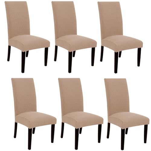 Stretchable Removable Washable Dining Chair Covers 6PCS Khaki Slipcovers for Kitchen, Hotel, Ceremony, Bankett & Wedding Party - Perfect for Dining Room Protection von Generisch