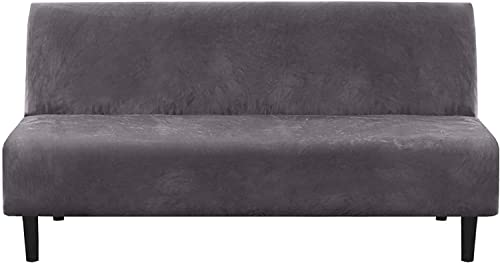 Stretchable Sleeper Sofa Cover Armrest Free 3 Seater 173 212cm Velvet Couch Protector for Living Room Click Clack Style (Gray) von Generisch