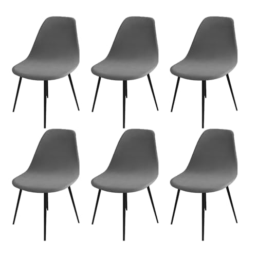 Stretchable Velvet Dining Chair Covers Set of 2/4/6, Elastic Kitchen & Office Chair Slipcovers, Washable, Grey, Perfect for Dining Room, Modern Home Decor von Generisch