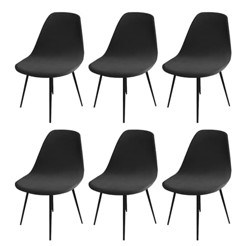 Stretchable Velvet Dining Chair Covers Set of 2 4 6 Washable Elastic Chair Slipcovers for Kitchen Office & Dining Room Black 6 Pieces von Generisch