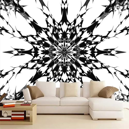 Strichzeichnung Fototapete selbstklebend 3D Effekt Schwarz-Weiß-Kunst Wandgemälde Tapete für Wände Schlafzimmer Wohnzimmer Schlafzimmer TV-Hintergrund Kinderzimmer Dekoration （350 x 245 cm） von Generisch