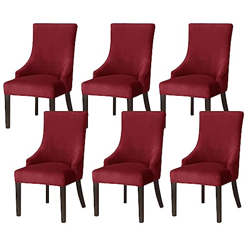 Stuhlbezug aus Samt, ohne Armlehnen, dehnbar, weich, für Esszimmer, abnehmbar, waschbar, Bankett, Weinrot, 6 Stück Stuhlbezug aus Samt, ohne Armlehnen, dehnbar, weich, für Esszimmer, abnehmbar, waschbar, Bankett, Weinrot, 6 Stück von Generisch