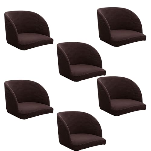 Stuhlhussen 4/6er Set Stretch Stuhlhussen mit Armlehnen - Schwarz Skandinavischer Stil Bürostuhlhussen Küchenstuhlhussen für gebogene Rückenlehne Drehstühle (6 Stück) von Generisch