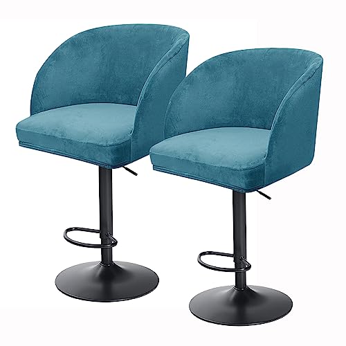 Stuhlhussen für Esszimmer, Barhocker, Drehstuhl, geschwungene Rückenlehne, Armlehnenschutz, hochwertige Schonbezüge in Pfauenblau, 2 / 4 Stück Stuhlhussen für Esszimmer, Barhocker, Drehstuhl, geschwungene Rückenlehne, Armlehnenschutz, hochwertige Schonbezüge in Pfauenblau, 2 / 4 Stück von Generisch