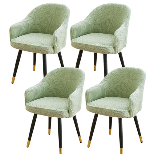 Stuhlhussen mit gebogener Rückenlehne, grün, Esszimmer-Schonbezüge für Sessel und Schreibtischstühle, perfekt für Bankett, Büro, Wohnzimmer, Waschtisch und Schlafzimmer, 4 Stück von Generisch