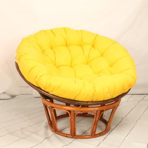 Stuhlkissen Dicke Runde Sitzpolster für Hängesessel Gartenstuhl Drehstuhl Rattanstuhl Balkonstuhl Gelb 90x90cm - Bequem & Stilvoll von Generisch