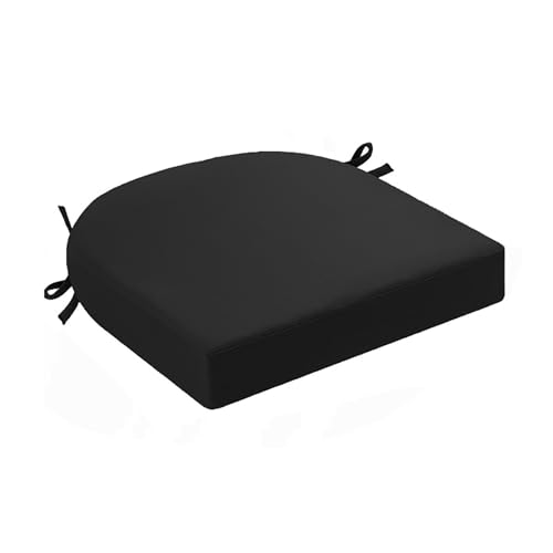 Stuhlkissen Sitzkissen Outdoor Gartenstuhlauflagen, mit Bändern, Sitzkissen für draußen, Terrassenstuhlpolster, Esszimmerstuhl(Black,50x50x8) von Generisch