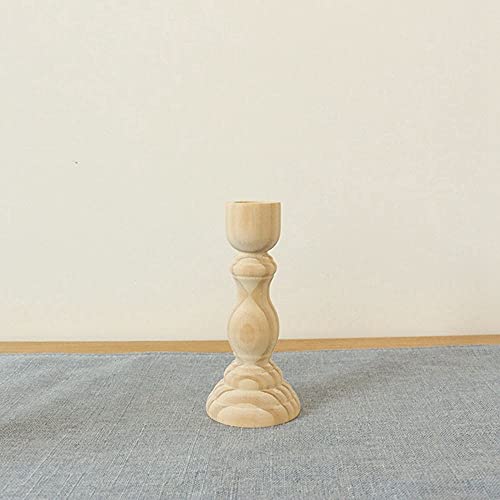 Stumpenkerzenhalter, Holz-Kerzenhalter, schlichtes Holz, rustikaler Kerzenhalter, für Heimdekoration (B) von Generisch