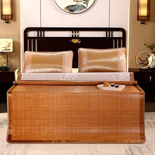 Summer Bamboo Mattress Topper - 1.8m Double-Sided Foldable Cool Pad for Students - 90x190cm Grass Pattern for Comfort & Relaxation in Warm Weather von Generisch