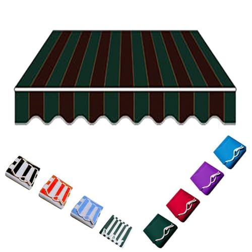 Sunshade Canopy Cover Retractable Markise, Replacement Fabric Waterproof Markise Cloth Sun Shade Shelter Canvas for Gardens Terraces Shops Garages (Green Stripe,5x1.5m/16x5ft) von Generisch