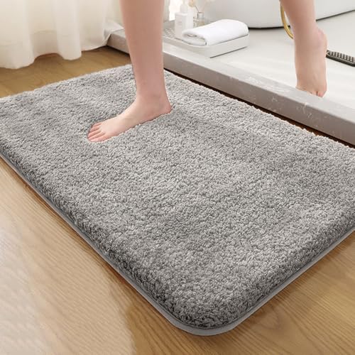 Super saugfähige, rutschfeste Badematte, maschinenwaschbar, Badezimmer-Bodenteppich für Duschwanne, Waschbecken, Dunkelgrau, 50 x 80 cm von Generisch
