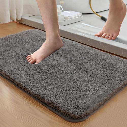 Super saugfähige, rutschfeste Badematte, maschinenwaschbar, Badezimmer-Bodenteppich für Duschwanne, Waschbecken, Dunkelgrau, 50 x 80 cm Super saugfähige, rutschfeste Badematte, maschinenwaschbar, Badezimmer-Bodenteppich für Duschwanne, Waschbecken, Dunkelgrau, 50 x 80 cm von Generisch