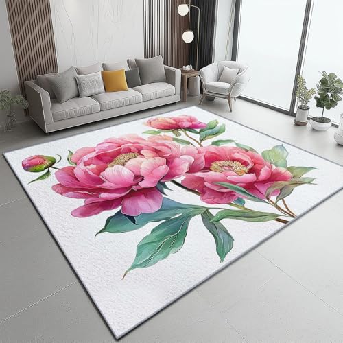 Surrealism Pfingstrosen-Teppich, 80 x 150 cm, waschbar, Fußmatte, Wohnzimmer, Heimdekoration, weiche und Plüschteppiche, für Kinder, Jungen, Mädchen, Schlafzimmer, Rosa Surrealism Pfingstrosen-Teppich, 80 x 150 cm, waschbar, Fußmatte, Wohnzimmer, Heimdekoration, weiche und Plüschteppiche, für Kinder, Jungen, Mädchen, Schlafzimmer, Rosa von Generisch