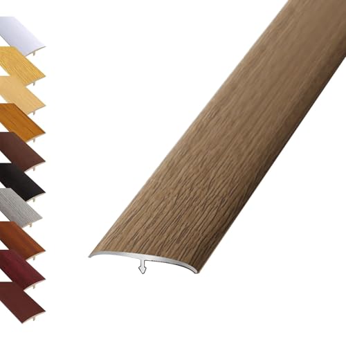 T-Form-Dekorationsleiste, PVC-Bodenübergangsleiste mit Holzmaserung, Schwellennaht-Abdeckleiste, Flache förmige Bodentrennleiste，für Türen Holz-zu-Fliesen-Kantenleiste(Maca Brown,1.5CM*90CM) von Generisch
