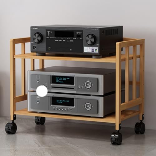 TV-Audio-Regal aus Holz – 2-stöckiges Stereo-Turm-Regal für Wohnzimmer und Büro, beweglicher Plattenspieler-Halter, 53 cm hoch, 70 cm lang, unterstützt Geräte von 50-78 cm TV-Audio-Regal aus Holz – 2-stöckiges Stereo-Turm-Regal für Wohnzimmer und Büro, beweglicher Plattenspieler-Halter, 53 cm hoch, 70 cm lang, unterstützt Geräte von 50-78 cm von Generisch