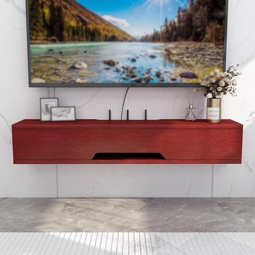TV-Entertainment-Center aus Massivholz mit Schiebetüren, große Speicherkapazität, ökologische Tafel unter dem TV-Schrank für Wohnzimmer & Schlafzimmer (Rot, 110 x 20 x 18,4 cm) von Generisch
