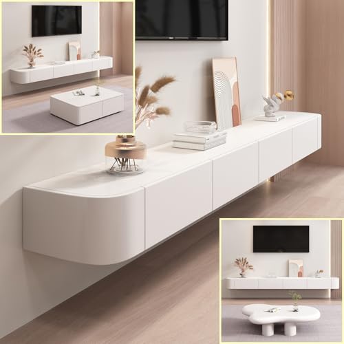 TV-Ständer aus Massivholz für Wohnzimmer, Zuhause, 140 x 240 cm, mehrere Größen, schwarzer hängender Couchtisch, Design mit modernem Stil und stabiler Konstruktion von Generisch