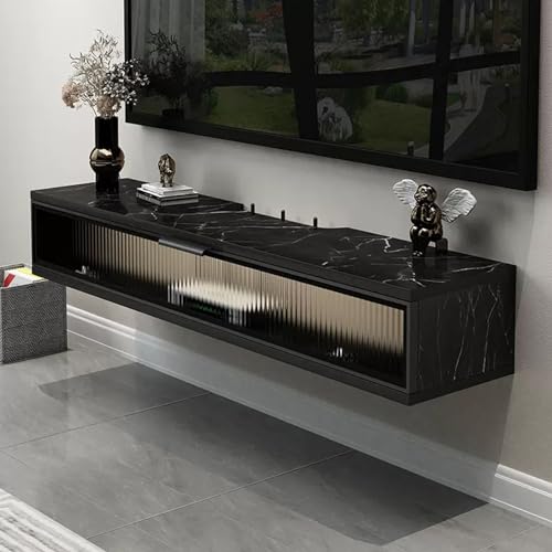 TV-Ständer zur Wandmontage, 99 cm, Glastür, Medienkonsole, platzsparend, Unterhaltungszentrum für Schlafzimmer, Wohnzimmer und Multimedia-Raum, stilvolles und funktionales Design, Schwarz TV-Ständer zur Wandmontage, 99 cm, Glastür, Medienkonsole, platzsparend, Unterhaltungszentrum für Schlafzimmer, Wohnzimmer und Multimedia-Raum, stilvolles und funktionales Design, Schwarz von Generisch