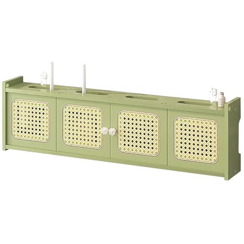 TV-Ständer zur Wandmontage mit schwebendem Regal und Power-Router-Aufbewahrungsbox für Büro und Zuhause, Entertainment-Ständer und WiFi-Box-Verstecken (grün, 80 x 11,5 x 23 cm) von Generisch