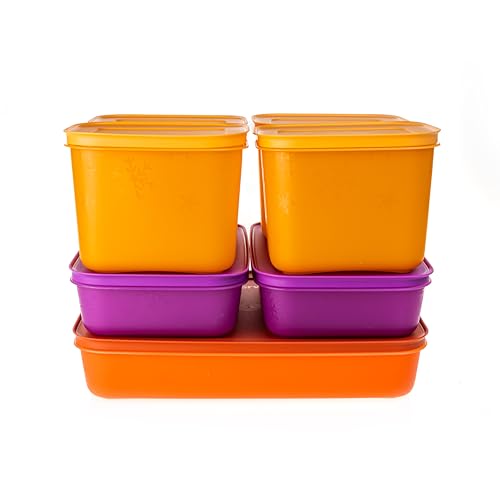 TW Eiskristall Gefrierbehälter 2,25 l orange + 2x 1 l lila + 4x 1,1 l (inkl. 1x Spruch-Monster) von Generisch