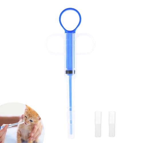 Tablettengeber für Katzen und Hunde – Tabletteneingeber mit weicher Spitze, Schluckhilfe Tabletten für Haustiere, Tablettenteiler Medikamenten Feeder – Blau von Generisch
