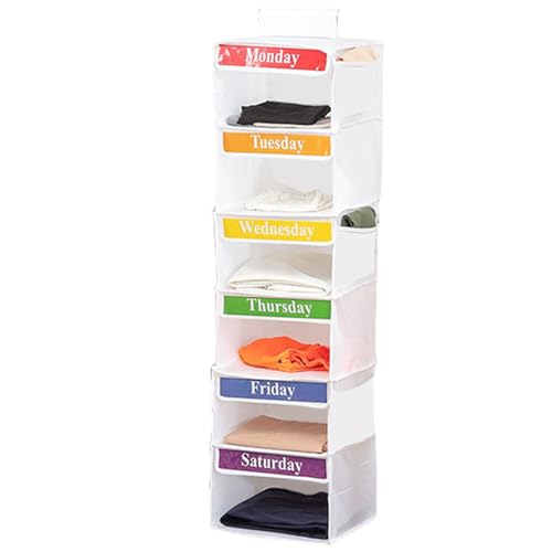 Tägliche Kleidung Sortier | Hanging Garderobe Storage Organizer | 6-Shelf Closet Storage Organizer | Kinder Tägliche Hangable Closet Organizer Mit 3 Seitentaschen Für Platz Tägliche Kleidung Sortier | Hanging Garderobe Storage Organizer | 6-Shelf Closet Storage Organizer | Kinder Tägliche Hangable Closet Organizer Mit 3 Seitentaschen Für Platz von Generisch