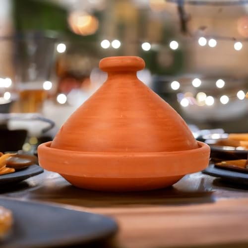 Tajine, original aus Marokko, für 1-2 Person, Ø 26 cm, Handmade, handgetöpfert aus Marrakesch, frei von Schadstoffe, unglasiert, Tagine Tajine natur, Marokkanische Tajine, Tontopf zum Kochen von Generisch