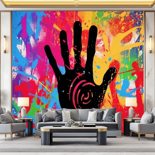 Tapete Kinderzimmer - Abstrakt Graffiti Handabdrücke Wanddekoration Fototapete für Wohnzimmer TV Hintergrundwand, Bunt Tapete für Schlafzimmer Büro Flur 400 x 280 cm Tapete Kinderzimmer - Abstrakt Graffiti Handabdrücke Wanddekoration Fototapete für Wohnzimmer TV Hintergrundwand, Bunt Tapete für Schlafzimmer Büro Flur 400 x 280 cm von Generisch