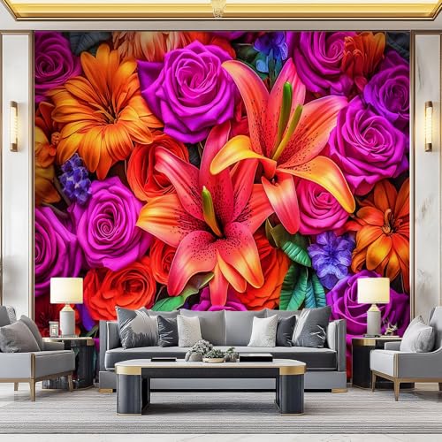 Tapete Kinderzimmer - Abstrakt Vintage Bunte Blumen Wanddekoration Fototapete für Wohnzimmer TV Hintergrundwand, Lila Tapete für Schlafzimmer Büro Flur 400 x 280 cm Tapete Kinderzimmer - Abstrakt Vintage Bunte Blumen Wanddekoration Fototapete für Wohnzimmer TV Hintergrundwand, Lila Tapete für Schlafzimmer Büro Flur 400 x 280 cm von Generisch