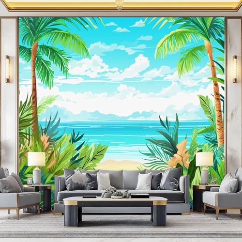 Tapete Kinderzimmer - Natur Tropische Pflanzen Meereslandschaft Wanddekoration Fototapete für Wohnzimmer TV Hintergrundwand, Blau Tapete für Schlafzimmer Büro Flur 350 x 256 cm Tapete Kinderzimmer - Natur Tropische Pflanzen Meereslandschaft Wanddekoration Fototapete für Wohnzimmer TV Hintergrundwand, Blau Tapete für Schlafzimmer Büro Flur 350 x 256 cm von Generisch