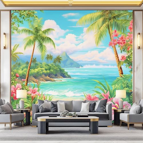 Tapete Kinderzimmer - Natur Tropisches Paradies Pflanzen Wanddekoration Fototapete für Wohnzimmer TV Hintergrundwand, Blaugrün Tapete für Schlafzimmer Büro Flur 150 x 105 cm Tapete Kinderzimmer - Natur Tropisches Paradies Pflanzen Wanddekoration Fototapete für Wohnzimmer TV Hintergrundwand, Blaugrün Tapete für Schlafzimmer Büro Flur 150 x 105 cm von Generisch