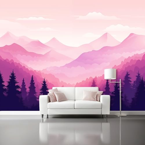 Tapete Natur Berglandschaft Wald, 350 x 256 cm Große Vliestapete Panorama-Tapete für Moderne Wanddeko - Rosa Fototapete für Wohnzimmer Erwachsene Kinderzimmer Dekoration Tapete Natur Berglandschaft Wald, 350 x 256 cm Große Vliestapete Panorama-Tapete für Moderne Wanddeko - Rosa Fototapete für Wohnzimmer Erwachsene Kinderzimmer Dekoration von Generisch