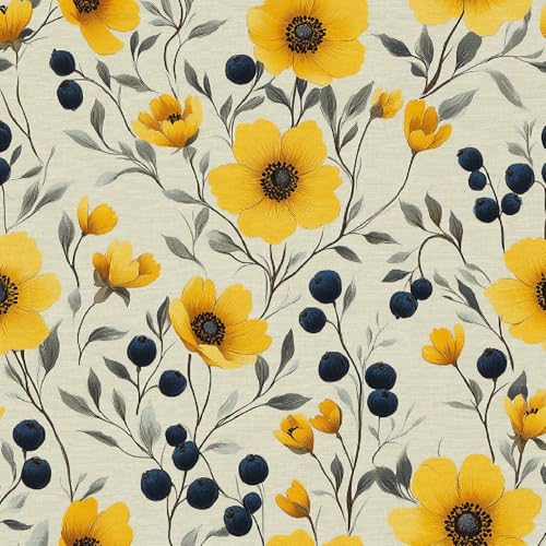 Tapete Selbstklebende Fototapete Wandpapier Blumen Gelb Folie Dekorfolie Möbelfolie Klebefolie Malerei Pflanzen 44x300 cm Wanddeko Wandtapete Wohnzimmer Schlafzimmer von Generisch