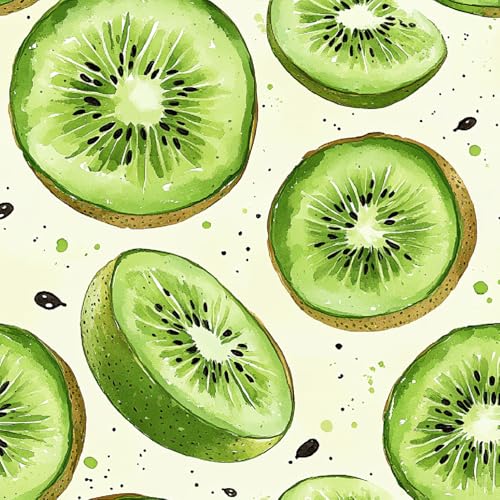 Tapete Selbstklebende Fototapete Wandpapier Kiwifrucht Aquarell Folie Dekorfolie Möbelfolie Klebefolie Obst Kunst 44x500 cm Wanddeko Wandtapete Wohnzimmer Schlafzimmer von Generisch