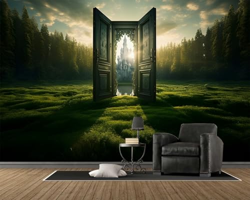 Tapete Tropische 3D Tür, Fototapete Schloss 400x280 cm, Vliestapete mit Waldmagie Muster, Wandtapete 3D Motivtapeten für Wohnzimmer Schlafzimmer Groß Wanddeko, B35 Tapete Tropische 3D Tür, Fototapete Schloss 400x280 cm, Vliestapete mit Waldmagie Muster, Wandtapete 3D Motivtapeten für Wohnzimmer Schlafzimmer Groß Wanddeko, B35 von Generisch