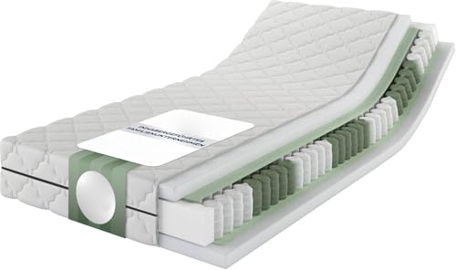 Taschenfederkernmatratze 90x200 x 20 cm (Kernhöhe 19 cm), 7-Zonen Federkernmatratze mit Komfortschaum und Microfaser-Bezug, Matratze für Kinder und Erwachsene, Härtegrad H4 von Generisch