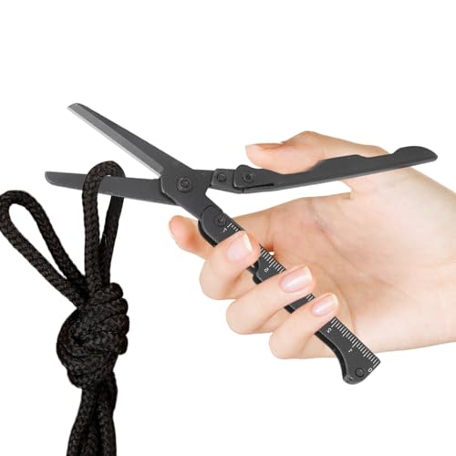 Taschenschere - Edelstahl Klappbarer Messercutter Mit Lineal,Tragbare Überlebenswerkzeuge Für Nähen Basteln Kunst Garten Camping Reisen Büro Haushalt Schule Studenten von Generisch