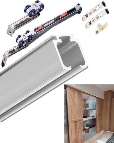 Taschentür-Set mit sanftem Schließen, 1,8 m, schwarze Schiebetürbeschläge für Scheunengarage und Bifold Paneele, Schienen- und Aufhängesystem für reibungslosen Betrieb Taschentür-Set mit sanftem Schließen, 1,8 m, schwarze Schiebetürbeschläge für Scheunengarage und Bifold Paneele, Schienen- und Aufhängesystem für reibungslosen Betrieb von Generisch