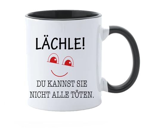 Tasse Lächle Du kannst sie nicht alle töten - mit Spruch - lustig - Büro/Arbeit - witziges Geschenk für Arbeitskollegen - zum Geburtstag - zu Weihnachten (Gelb) von Generisch